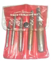 SPIRAL SCREW EXTRACTOR SET CHROME VANADIUM MADE IN USA