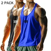 Men's Tank Top Vest Sleeveless Shirt Gym Muscle Tee Sleeveless U Neck Scoop Neck Summer Plain Fashion Sporty Classic 2 Piece Casual Sports Fitness RedLight Gre