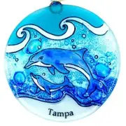 Tampa Christmas Tree Ornament - Dolphins Art Glass Light Catcher