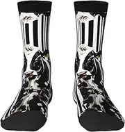 [EdWal] Soft Black White Milk Cow print Moisture Wicking Socks Sports Socks for Men and Women Warm thermal Boot Hiking Socks