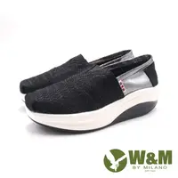 在飛比找PChome24h購物優惠-W&M(女)BOUNCE編織輕量增高厚底休閒鞋 女鞋-黑色