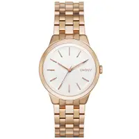 在飛比找PChome24h購物優惠-DKNY 風華紐約韻味時尚腕錶-白X玫瑰金