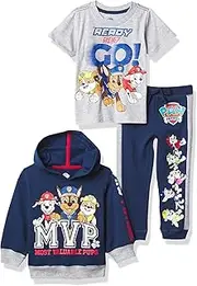 [Nickelodeon] Paw Patrol Graphic Hoodie, T-Shirt, & Jogger Sweatpant, 3-Piece Athleisure Outfit Bundle Set-Toddler Boys-Nick Jr