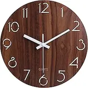 Jomparis 12 Vintage Arabic Numeral Design Rustic Country Tuscan Style Wooden Decorative Round Wall Clock