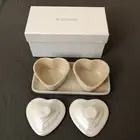 NEW Le Creuset Petite Ramekin Set of 2 Heart shaped Pearlized White with Tray
