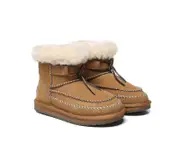 AUSTRALIAN SHEPHERD® UGG Boots Women Sheepskin Wool Ankle Woven Mini Stormy - Chestnut / AU Ladies 7 / AU Men 5 / EU 38