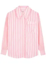 Damson Madder Kendall Striped Cotton Shirt - Pink - 10 (UK10 / S) 10 (UK10 / S)