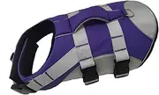 Summer Reflective Pet Swimwear Fashionable Adjustable Dog Life Jacket Small Large Dog Swimsuit Pet Harness Life Saving Clothes Pit Bull Labrador Swimsuit,Purple,L