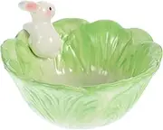 SEWACC Cute Ramen Bowl Ceramic Cartoon Cabbage with Rabbit Shaped Easter Bunny Salad Bowl for Home Restaurant Kitchen Cooking Present
