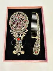 Chinese Antique Vintage Hand Mirror and Comb Set