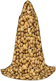 SKKNT Garden Potatoes Print Halloween Hooded Cloak Full Length Cape With Hood For Men And Women For Carnival