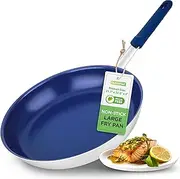 NutriChef 12" Non-Stick Medium Frying Pan, Ceramic Coating, Stainless Steel Aluminum Frying Pan with Silicone Handle, Stain-Resistant, PFOA Free – Safe for Gas, Electric, Induction, Ceramic Cooktops