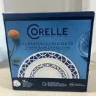 CORELLE LIVINGWARE VITRELLE " COBALT CIRCLE'S " 16 PC. ROUND DINNERWARE NIB