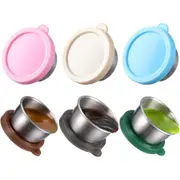 6Pcs Set Salad Dressing Container Reusable Stainless Steel Small Dipping Sauce Cups with Lids Fits in Bento Box for Lunch