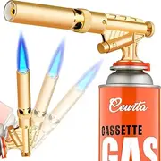 Butane Torch Kitchen Blow Lighter Gas Burner - Culinary Torches Chef Cooking Professional Adjustable Flame 360° Reverse Use, for Creme, Brulee, BBQ, Camp, Baking Soldering Master (Butane Not Included)