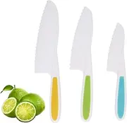 Kids Knife Set of 3,Nylon Knives,Serrated Edges Children's Cooking Knives for Kids Cooking Beginners Cut Fruits Salad Veggies Cake