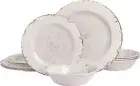 Gibson Studio 12 Piece Mauna Melamine Dinnerware Set, Ice Rustic