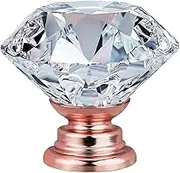 12 Pcs 30MM Crystal Clear Glass Cabinet Dresser Knobs Diamond Shape Drawer Knobs Pull Handles for Home Office Home Cabinet Cupboard by Protocol (Copper)