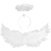 Angel Wings and Halo, White Angel Wings Fallen Angel Wings Halloween Fancy Dress Costume for Adults Halloween Christmas Party White