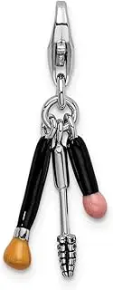 [JewelryWeb] 925 Sterling Silver Solid Fancy Lobster Closure Enameled Polished Makeup With-Lobster Clasp Charm Pendant Necklace 27x7mm