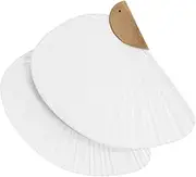 UPKOCH 2pcs Blank Paper Fan Hand Fan Paper Small Custom Blank Unfinished Large DIY Handicrafts Supplies Wood White
