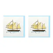 2x Boyle Handmade Paper Quilled 15x15cm Gift Greeting Card Sailing Ship