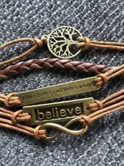 Bracelet Brown believe tree of life mother fashion jewelry 6.5" long gift #12