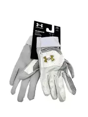 Under Armour UA Clean Up Youth SM. 1365462-100 White Gold Batting Gloves NEW