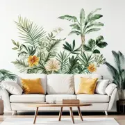 Botanical Wall Decal | Tropical Leaf and Flower Wall Sticker | Removable