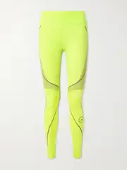 [adidas by Stella McCartney] adidas by Stella McCartney - Truepace Cold.rdy Neon Recycled-stretch Leggings - Lime green - small small Green