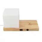 Bedside Table Lamp Button Control E14 LED W/Wireless Charger USB Port Wooden HG