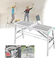 qwmvhfg， Stepladders Scaffolding EquipmentFoldable Engineering Ladder 5-Level Adjustable Height Multipurpose Steel Work Platform Scaffold Tower Ladder Stool Bench(160x30cm)