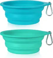 2Pack Collapsible Dog Bowl,Integrated Molding Travel Bowl No Plastic Rim Pet Fee