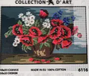 Printed needlepoint Tapestry Canvas Only 30 X40 Cm Poppies Rto