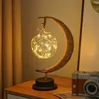 USB Powered Hemp LED Table Side Coffee Lamp Light Crescent Moon Apple