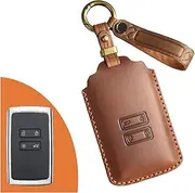 Leather Car Key Case Cover Compatible For Renault Koleos Kadjar Megane Talisman Captur Espace Clio Dacia 2023 Duster 2016 2017 2022 2023(Brown)