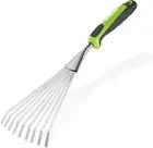 16" Hand Rake, Heavy Duty Stainless Steel Garden Rake with Soft Handle, Small Ga