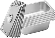 SOGA 6X Gastronorm GN Pan Full Size 1/3 GN Pan 10cm Deep Stainless Steel Tray with Lid