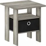 Furinno Andrey End Table / Side Table / Night Stand / Bedside Table With Bin Oak