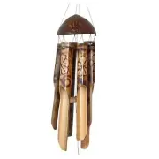 Bamboo Wind Chimes for Outside, Ideal Gifts for Women, Wooden Wind Burnt