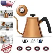 Gooseneck Kettle with Thermometer - 27 oz Elegant Copper Design for Tea & Coffee