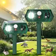 ​CyperEver Solar Powered Ultrasonic Animal Repeller Outdoor, Cat Repellent Possum Deterrent Bird Deterrent Snake Repellent, Motion Sensor & Flash Light for Dogs Foxes Rodents​​ 2 Pack