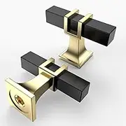 Asidrama 10 Pack Single Hole Center Matte Black and Gold Kitchen Cabinet Knobs, Drawer Handles Pulls, Cabinet Knobs Kitchen Cabinet Hardware for Cupboard Drawer Knobs