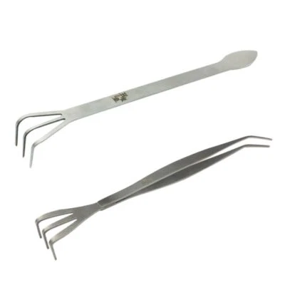 Mini Gardening Rake Spatula Silver 2 in 1 Stainless Steel Bonsai Gardening Tool