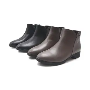 W&M(女)質感銀釦V口內拉鍊低跟女靴 女鞋-黑色