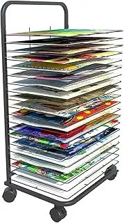 Paint Drying Rack Art Drying Rack 20 Shelves Metal Art Work Storage Display Mobile Rack Art Drying Rack with Wheels for Classroom or Home Use