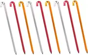 INOOMP 9pcs Heavy Duty Aluminium Alloy Tent Pegs Durable Ground Stakes for Tents Canopies Tarps and Awnings for Camping Gardening and Outdoor Use Red Gold Silver