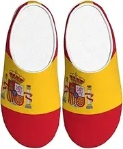 [EdWal] Spanish flag print Winter Warm Slippers Indoor Anti-skid Plush Slippers Relaxing at Home for Women Men