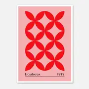 Galrie Bauhaus 1919 Geometric Red Art Print - Vintage Style Home Decor, Poster Only, A1 60 x 84cm (23 x 33inch)