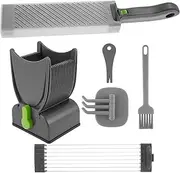 Fresh Meat Slicer - Stainless Steel Manual Fresh Meat Cutter Efficient Meat Cleaver Slicer Nonslip Fresh Meat Cutter Thickness Adjustable 2 or 4 mm for Beef Pork Kitchens (Grey)